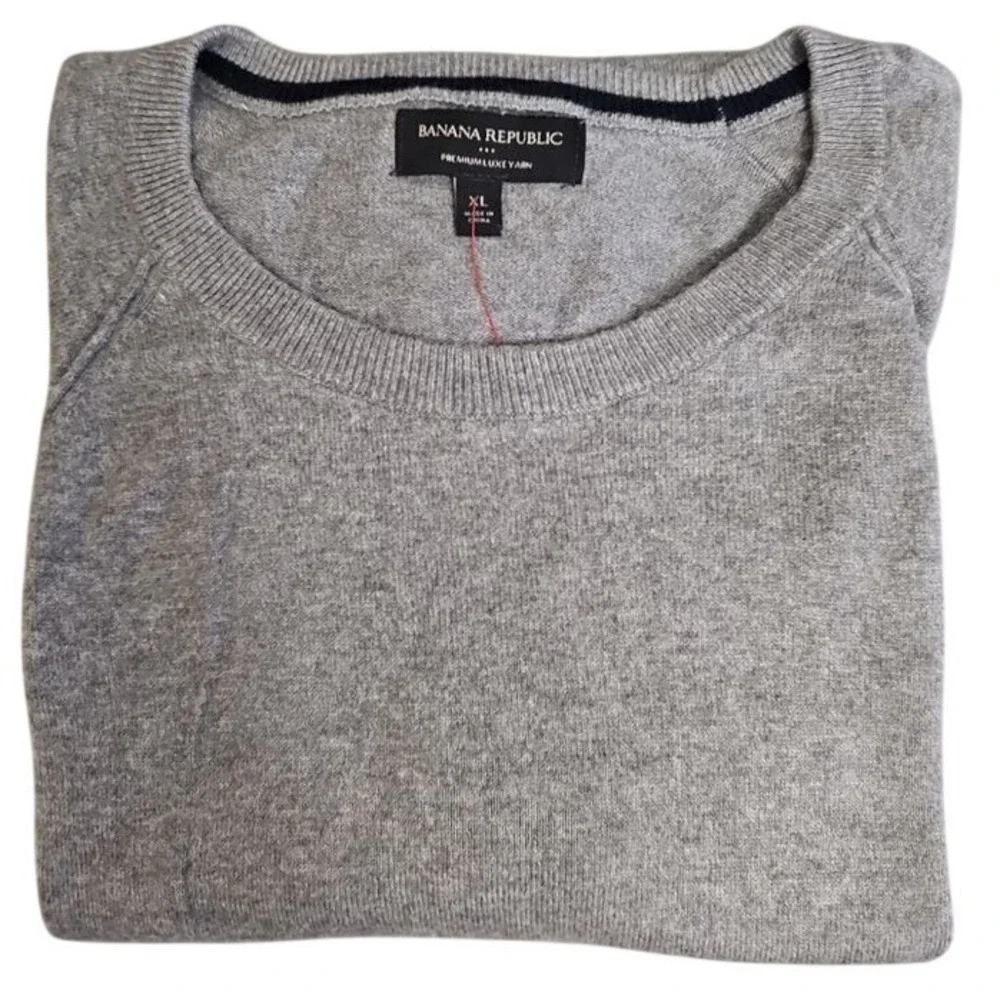 Banana Republic XL Cotton Silk Cashmere Blend Gray‎ Crew Neck Luxury Sweater XL